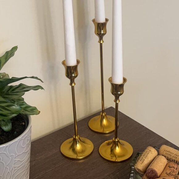 Candlestick Holders Taper Candle Holders, Set of 3 Candle Stick Holders Set - Picture 4 of 9